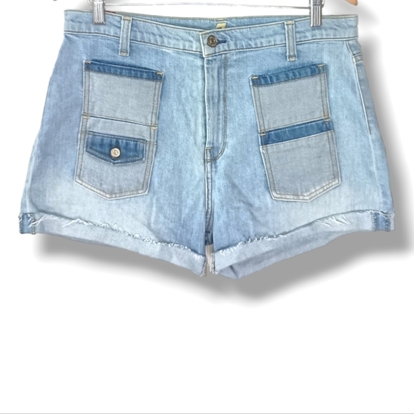 NWT 7 For All Mankind Jean Shorts Patch Pocket Size 32  💙 $128 - Picture 2 of 8